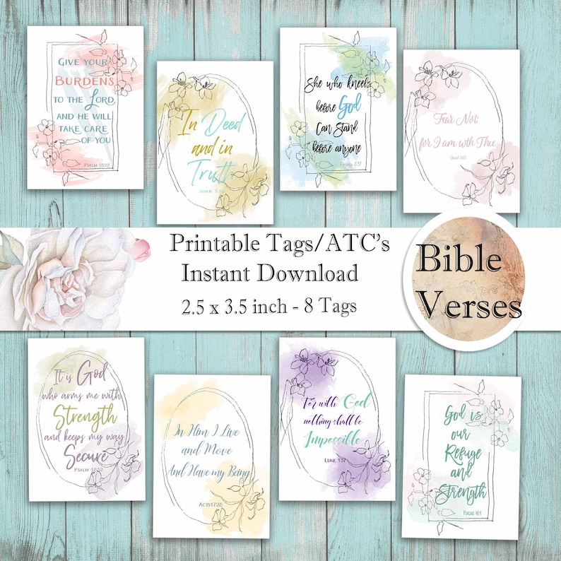 Bible Verse Quotes Digital Collage Sheet Scripture ATCs Etsy