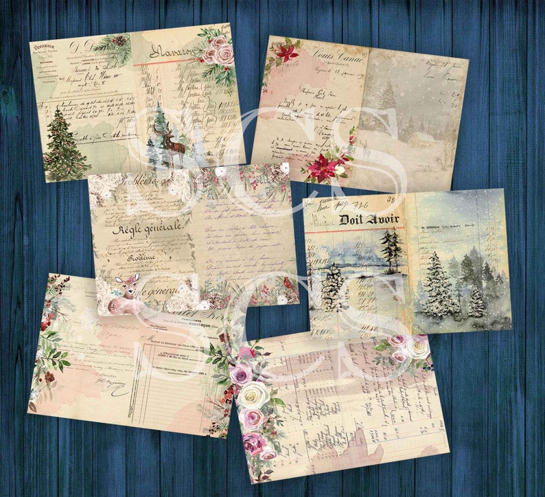 Printable Winter Junk Journal Kit Digital Junk Journal Kit Paper Crafting Printables Junk Journal Ephemera Junk Journal Papers image 2