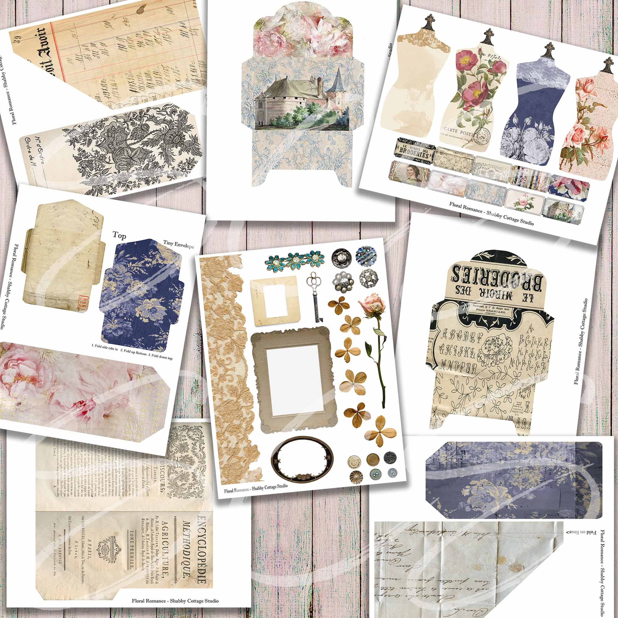 Printable Tall Skinny Junk Journal - Digital Slim Vintage Journal Kit ...