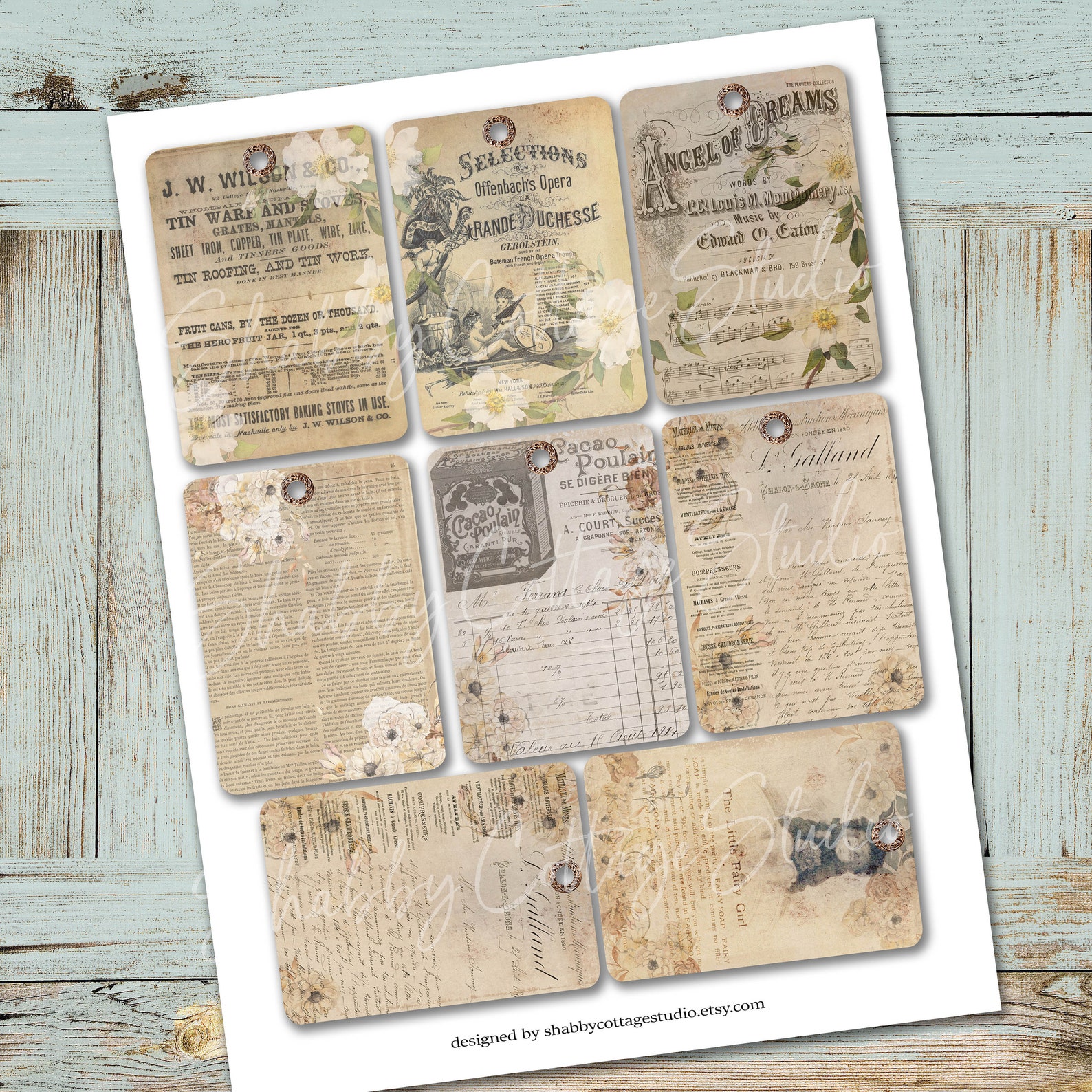 Floral Ephemera Tags Printable Download - Digital Collage - Gift Tags ...