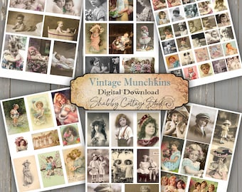 Digital Vintage Children - Collage Sheets - Instant Download - Digital Ephemera for Junk Journals - Paper Crafting Projects - Scrapbooking