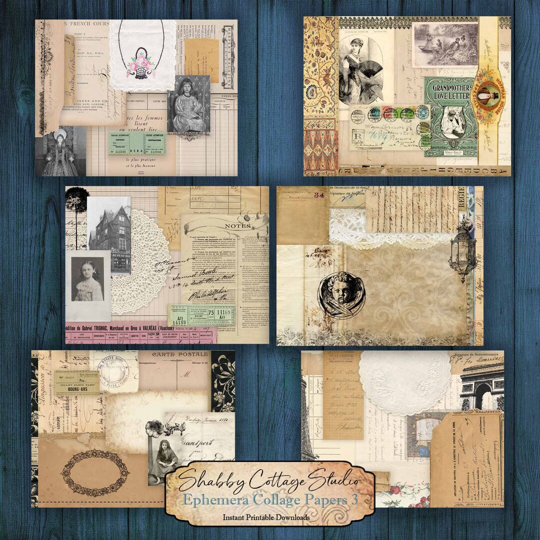 Ephemera Collage Papers 3 - Printable Paper Pack - Instant Digital ...