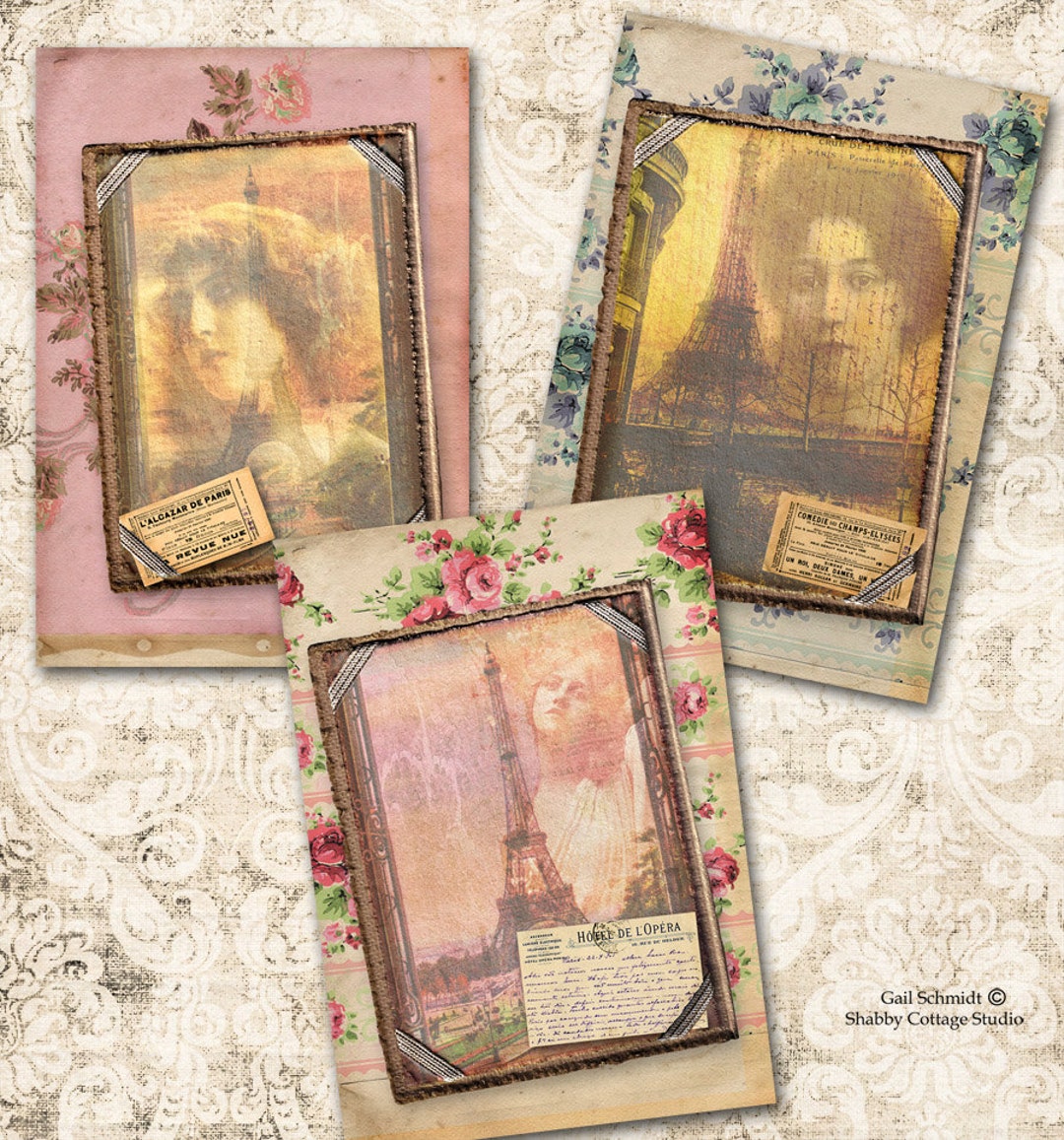 DIGITAL Collage Sheet Paris Memories Instant Download Eiffel Tower ...