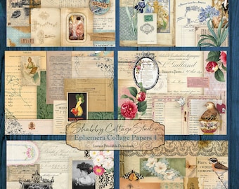 Ephemera Collage Papers 4 - Printable Paper Pack - Instant Digital Download - Journal Supplies - Scrapbook Paper Craft - Junk Journal