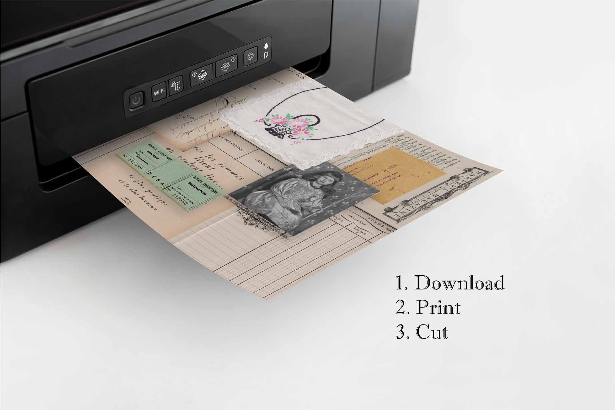 Ephemera Collage Papers 3 - Printable Paper Pack - Instant Digital ...