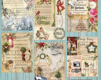 Digital Christmas Papers - Instant Download - Journal Papers - Scrapbooking Paper Craft - Background Papers - Shabby Christmas Paper Pack
