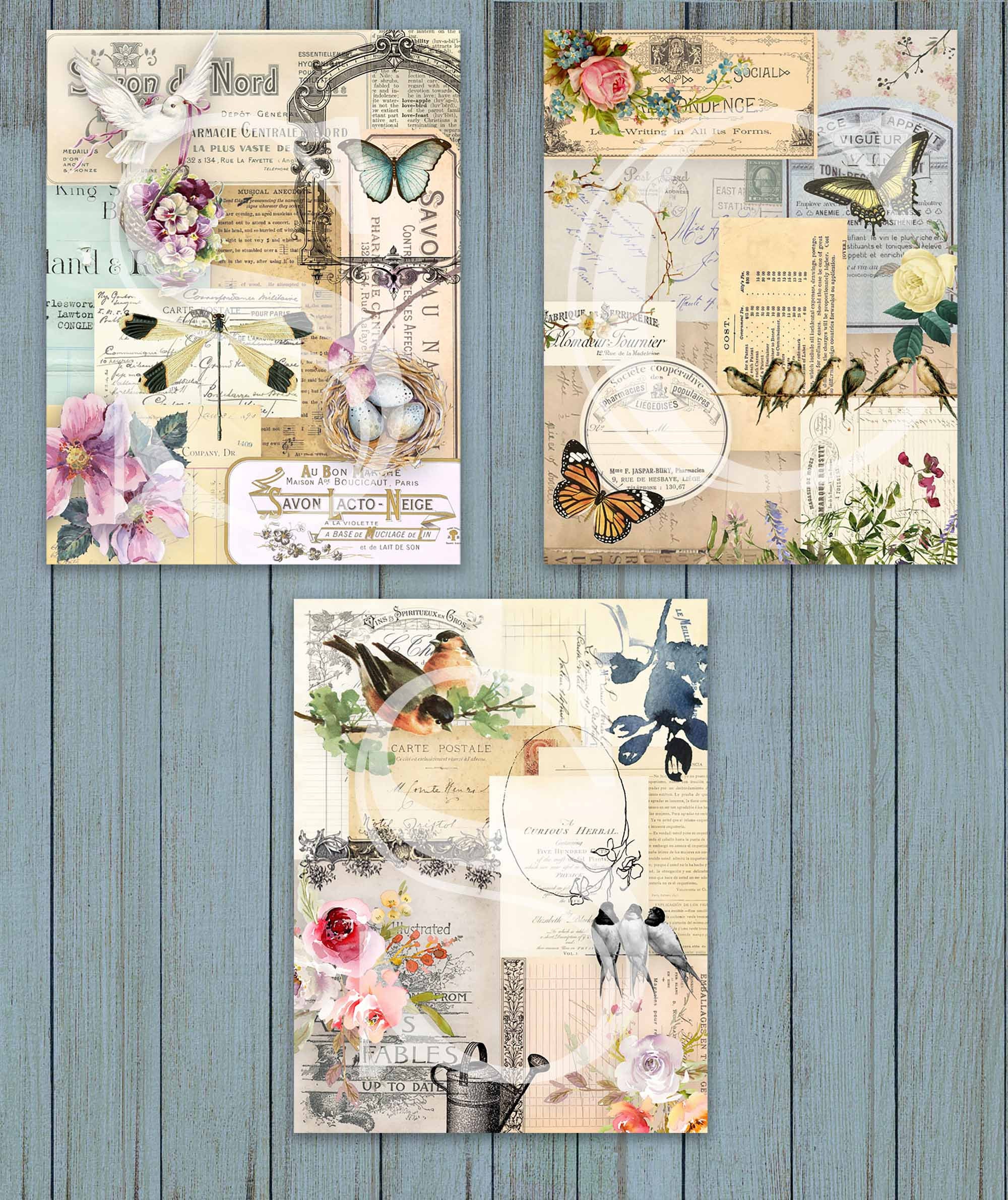 Ephemera Collage Papers 1 - Printable Paper Pack - Digital Collage ...