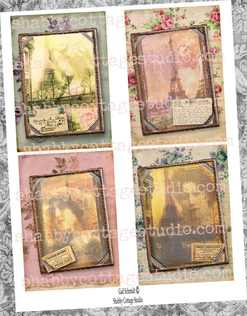 DIGITAL Collage Sheet Paris Memories Instant Download Eiffel Tower ...
