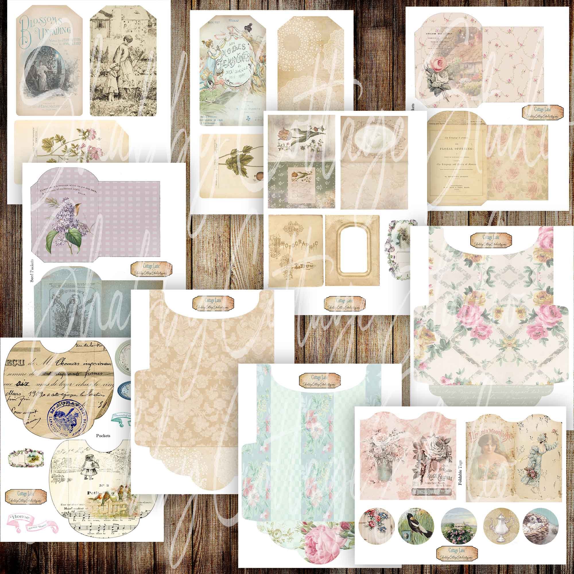 Cottage Lane Junk Journal Kit - Printable Cottagecore Journal - Digital ...