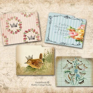 DIGITAL Download Potpourri Mini Ordner Vögel Rosen Kronen Scrapbooking Papier Basteln Jouranal Verzierungen