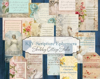 KJV Scripture Ephemera - Printable Download Bible Quotes -  Digital Collage Sheet - Journal Cards and Tags - Papercrafts