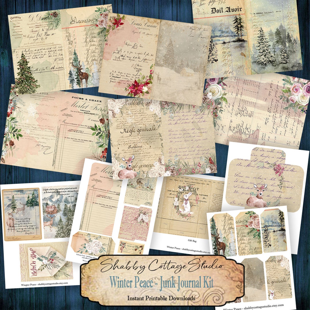 Printable Winter Junk Journal Kit - Digital Junk Journal Kit - Paper ...