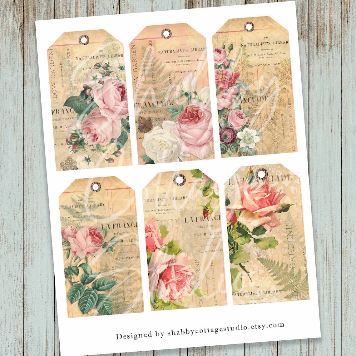 Printable Rose Tags Instant Download Gift Tags Jewelry Etsy
