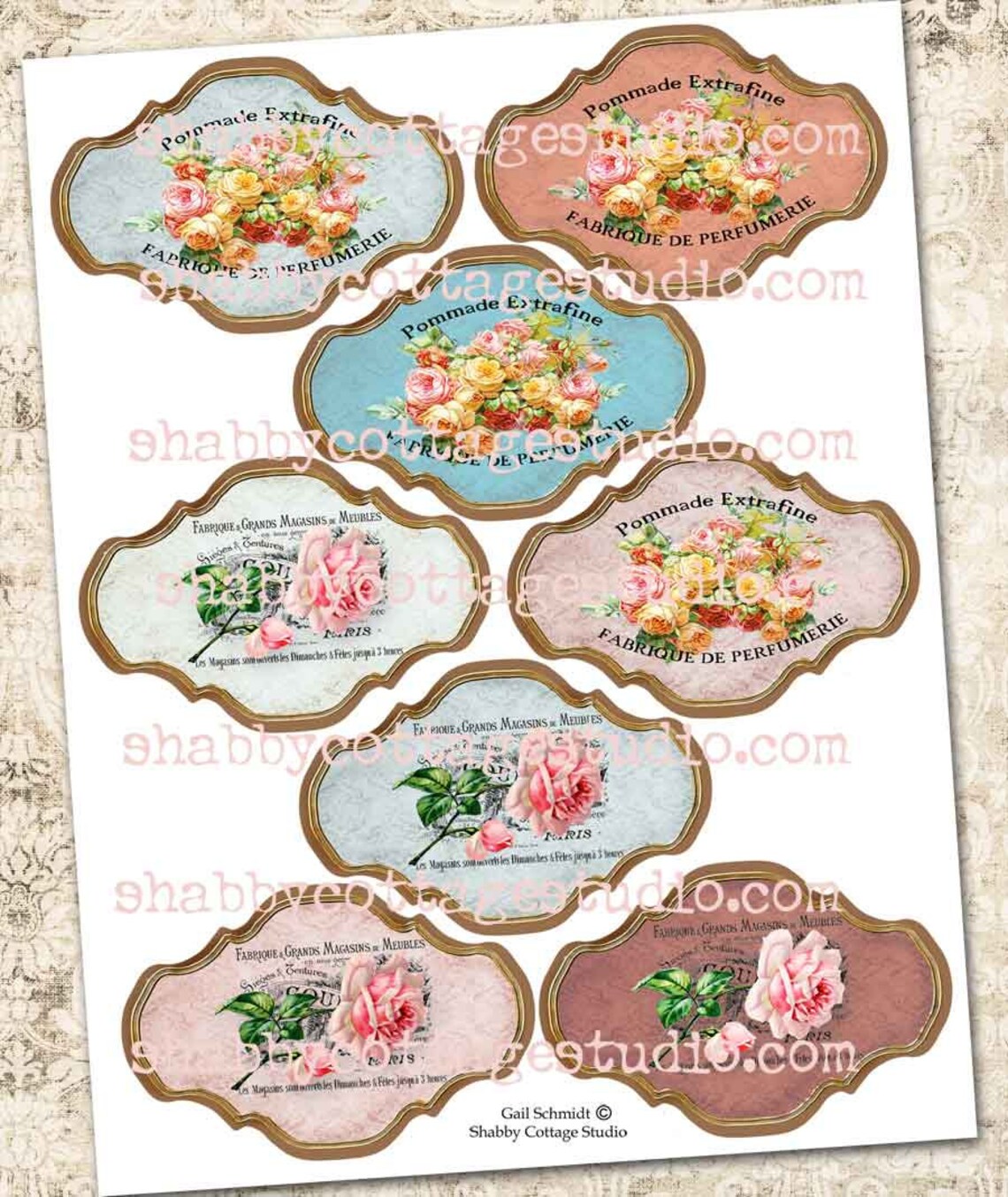 PRINTABLE DIGITAL LABELS French Floral Labels Tags - Etsy