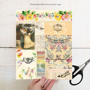 Ephemera Collage Papers Yellow - Printable Paper Pack - Digital Tear ...