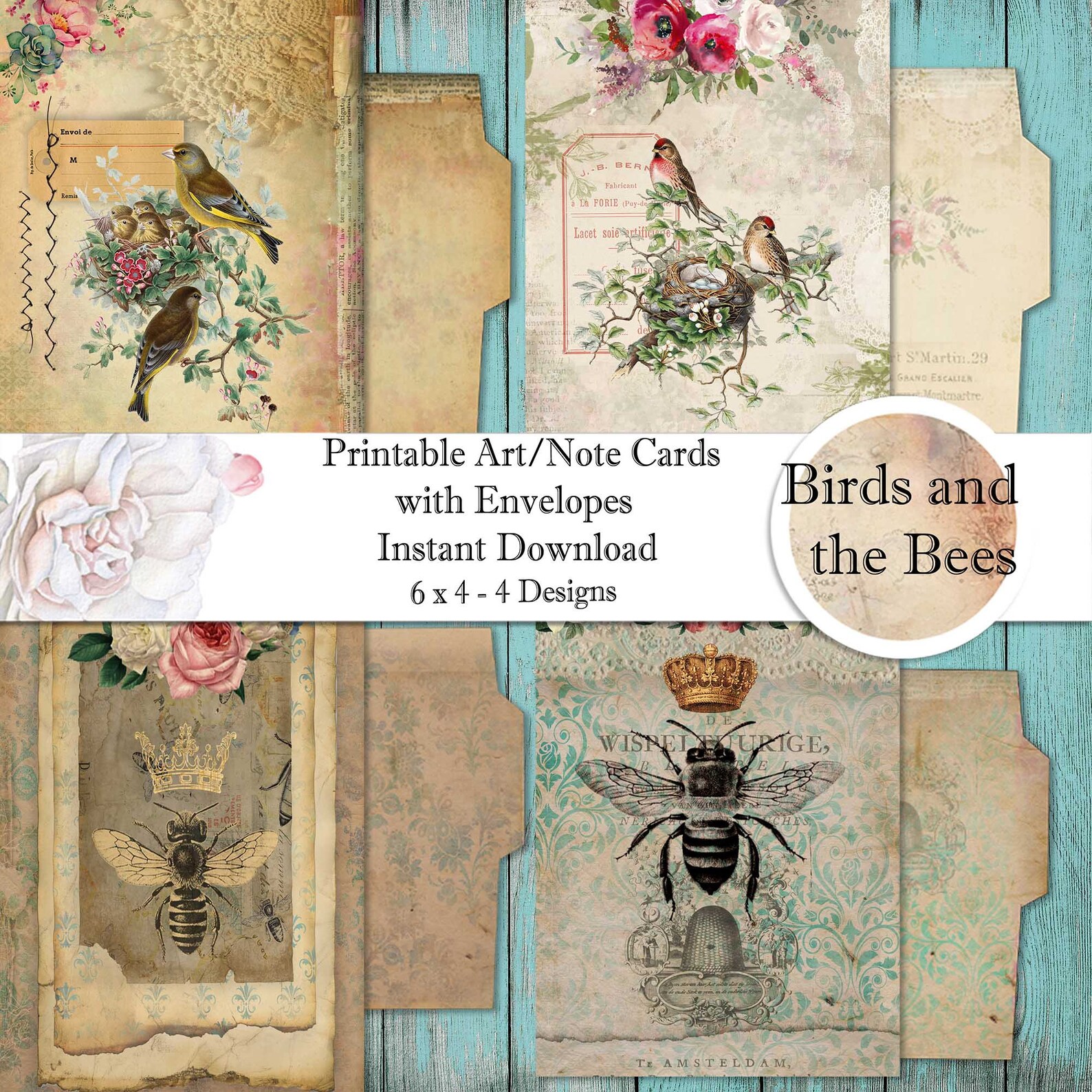 Instant Printable Digital Art or Note Cards With Envelopes - Etsy