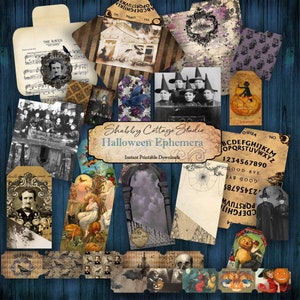 Halloween Ephemera Digital - Junk Journal Ephemera Pack - Printable Ephemera - Halloween Tags, Envelopes, Pockets - Spooky Papercrafts