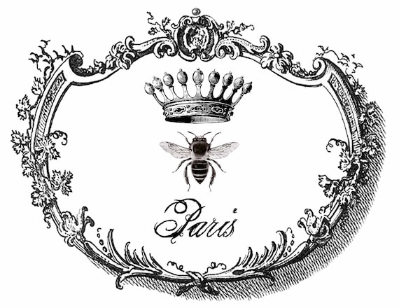 Paris Bee Crown Digital Clip Art - Instant Download - 11x8.5 Printable - PNG  Download - JPG Image - Digital Print