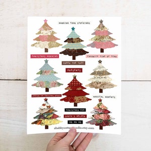 Journal Elements Digital Collage Sheet - Printable Download - Shabby Chic Christmas Tree Tags - Digital Scrapbooking - Paper Crafting image 4