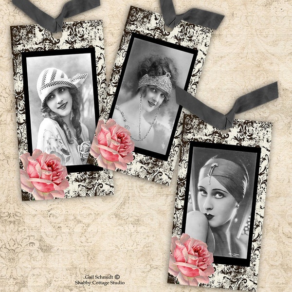 Vintage Glam Tags DIGITAL Collage Sheet Instant Download Scrapbooking Paper Crafts Greeting Cards Jewelry Display