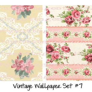 Digital Vintage Wallpaper Instant Download Printable with Commercial Use Floral Set 7 image 1