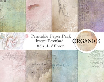 Organics Digital Paper Pack - Instant Download -Printable 8.5x11 inch - Paper Crafting - Journal Pages - Digital Collage Sheet - Crafting