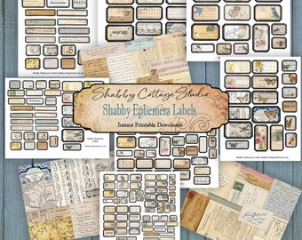 Digital Ephemera Labels and Ephemera Masterboards - Digital Labels - Junk Journal Kit - Digital Junk journal Ephemera - Master Board Digital