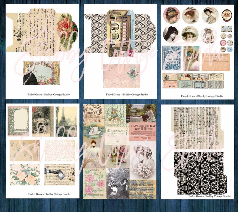 Printable Tall Slim Junk Journal Digital Skinny Document Cover Kit Instant Download Paper Crafting Printables image 4