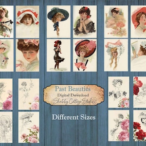 Belle donne Collage fogli - Download digitali - Ephemera per diari spazzatura, schede di giornale e tag - Creazione di carta stampabile -