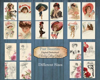 Beautiful Women Collage Sheets - Digital Downloads - Ephemera for Junk Journals, Journal Cards, and Tags - Printable Paper Crafting -