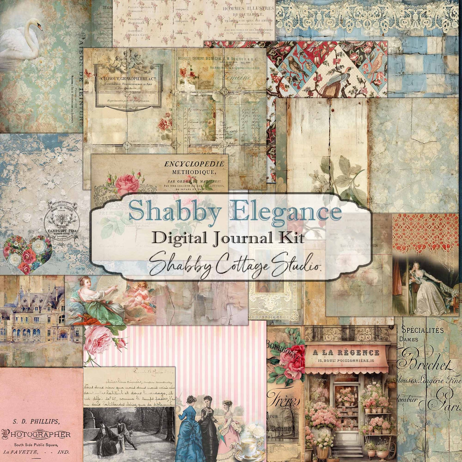 Shabby Elegance A Digital Junk Journal Kit - Printable Journal Pages ...