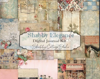 Shabby Elegance A Digital Junk Journal Kit - Printable Journal Pages, Papers and Ephemera - Romantic Vintage Style