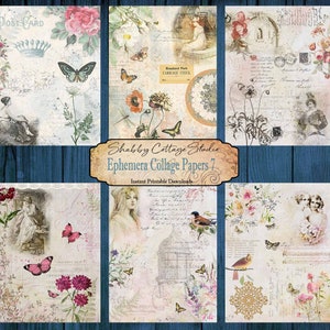Ephemera Collage Papers 7 - Digital Ephemera for Junk Journals  - Digital Collage Papers - Instant Download - Tags - Journal Card Background