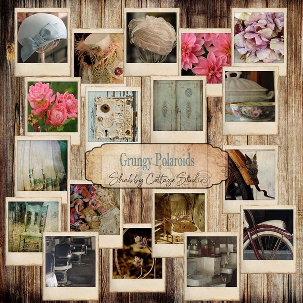 Grungy Instant Photo Style Printables - Digital Ephemera for Junk Journal Embellishments - Collage Sheets