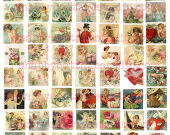 Valentine Inchies - Digital Collage Sheet - Instant Download -  Jewelry Images - Charms - Instant Printables - 1 x 1 inch - Collage Sheet