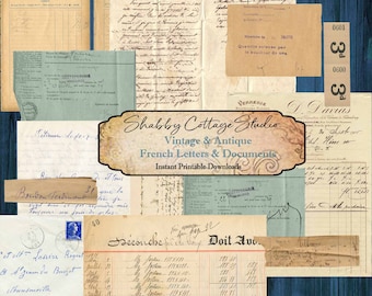 Digital French Ephemera - for Junk Journals - Printable French Documents - Digital Antique French Letters - Collage Papers