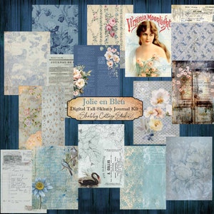 Tall Skinny Junk Journal - Printable Slim Vintage Style Journal Kit - Digital Download - Paper Crafting -Scrapbooking Ephemera