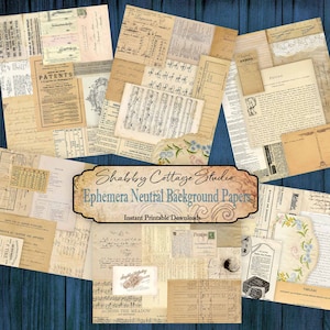 Background Ephemera Collage Papers - Collage Tear Sheet - Digital Ephemera Backgrounds for Junk Journals  - Vertical Masterboards