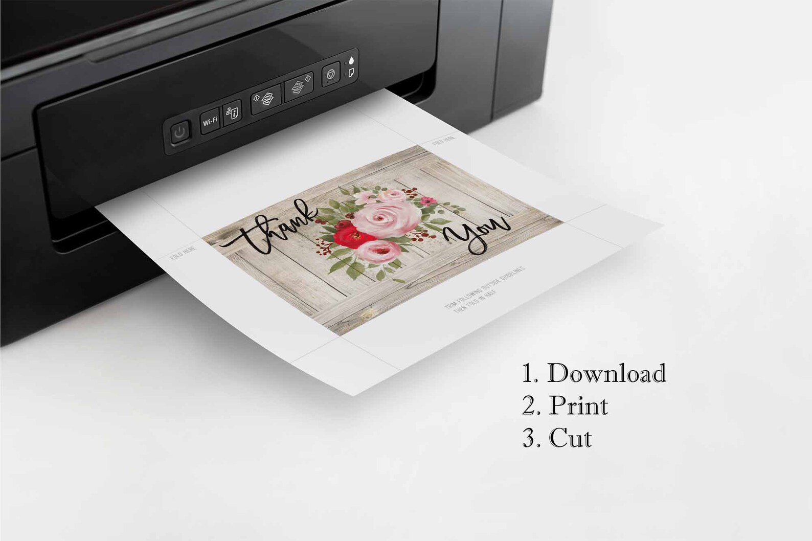 Printable Digital Thank You Card With Roses Instant Digital - Etsy
