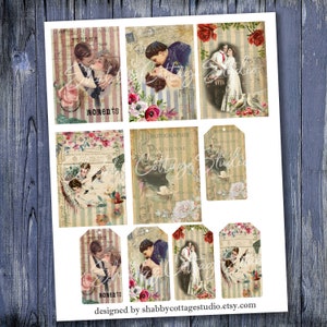 Digital Collage Sheet printable Instant Download Gift Tags Vintage ...