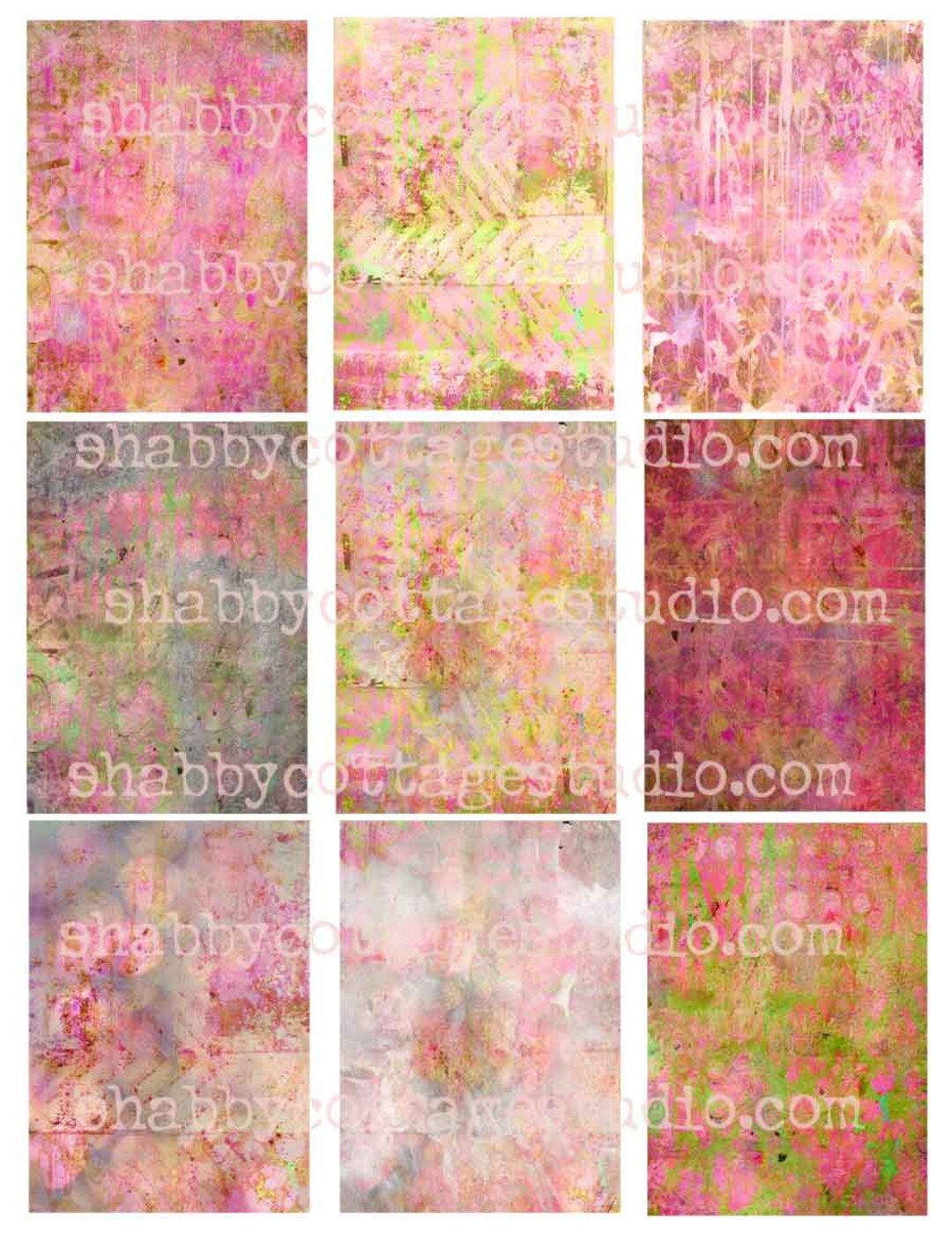 INSTANT DOWNLOAD Digital ATC Aceo Tags Backgrounds Painted No. 2 Pinks ...