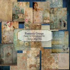 Grungy Tall Junk Journal - Druckbares Tall and Skinny Journal Kit - Digital Download - Papierherstellung -Scrapbooking - Romantische Grunge