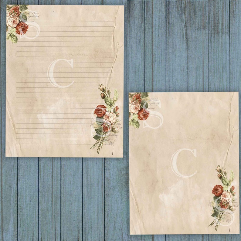 Writing Paper and Envelope Set 8.5 X 11 Printable Roses Etsy