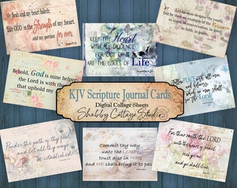 KJV Bible Verses Printable Download - Scripture Journal Card, ATC or Tag - Digital Collage Sheet - Papercrafts - 2.5" x 3.5" Size