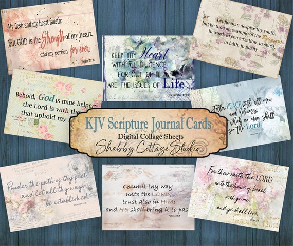 KJV Bible Verses Printable Download - Scripture Journal Card, ATC or Tag - Digital Collage Sheet - Papercrafts - 2.5" x 3.5" Size
