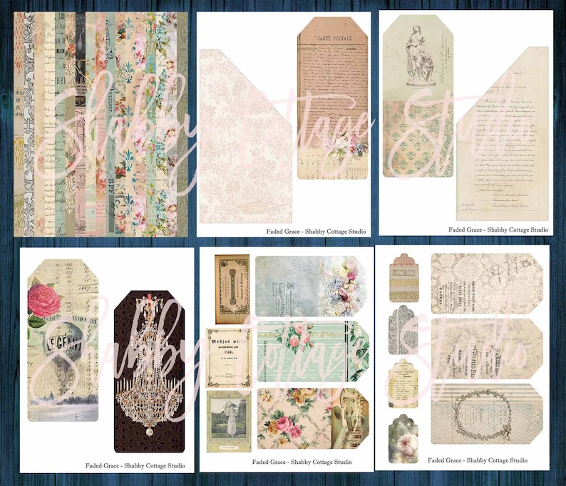 Printable Tall Slim Junk Journal Digital Skinny Document Cover Kit Instant Download Paper Crafting Printables image 2