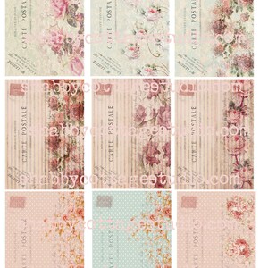 DOWNLOAD DIGITALE ISTANTANEO aTc Sfondi Shabby Floral Cartoline Francesi 2