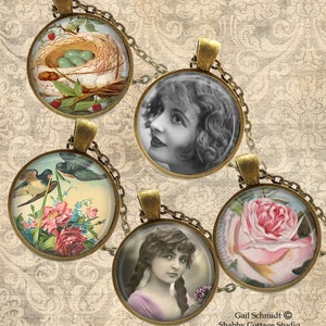 1 inch circles Potpourri Vintage Mix PRINTABLE INSTANT DOWNLOAD images Great for Pendants bottle caps bezels magnets jewelry