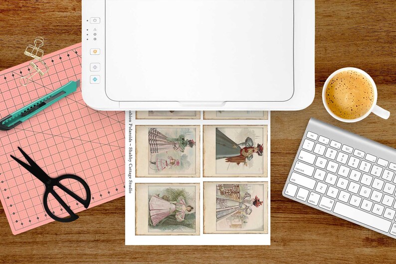 Victorian Fashion Digital Polaroid Set Vintage Illustrations Download Printable Junk Journal Ephemera image 4