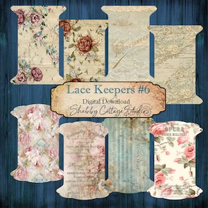 Cartões Lace Keeper - Dois tamanhos - Extra grande 5x7 e pequeno - Organizadores de fita e renda - Download digital instantâneo